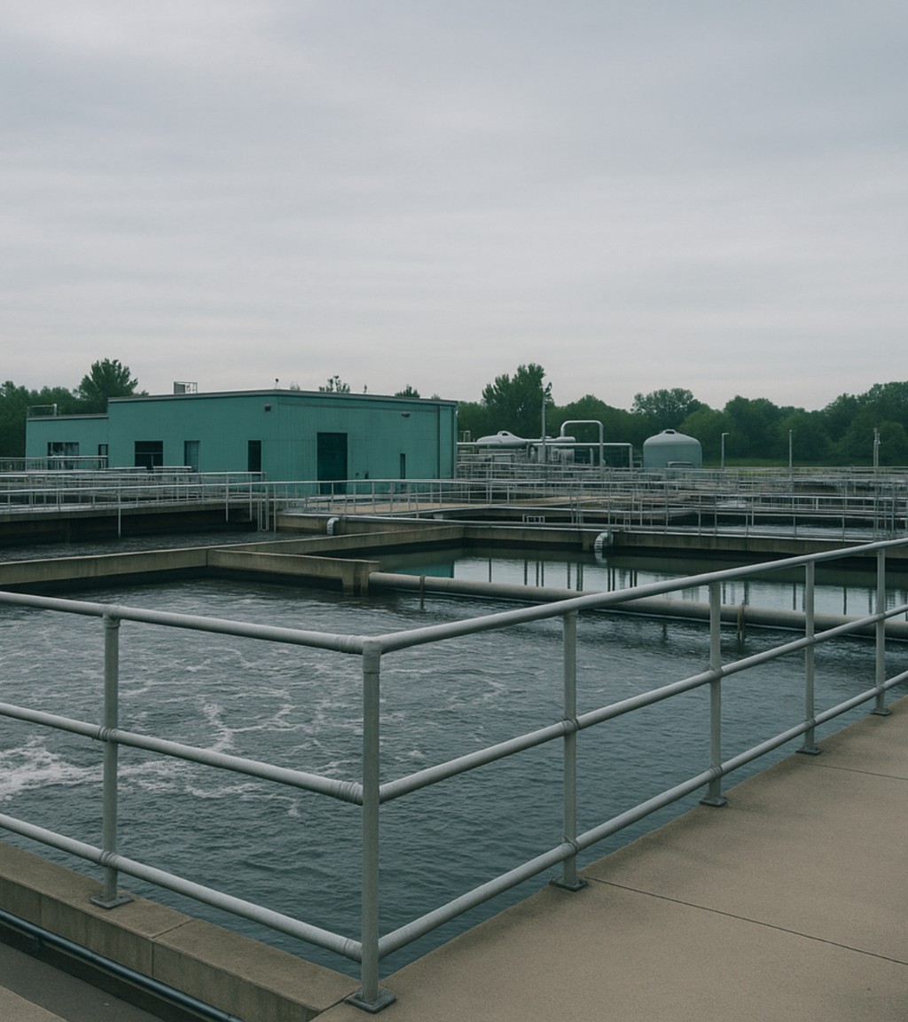 Treatment plant basins and process infrastructure